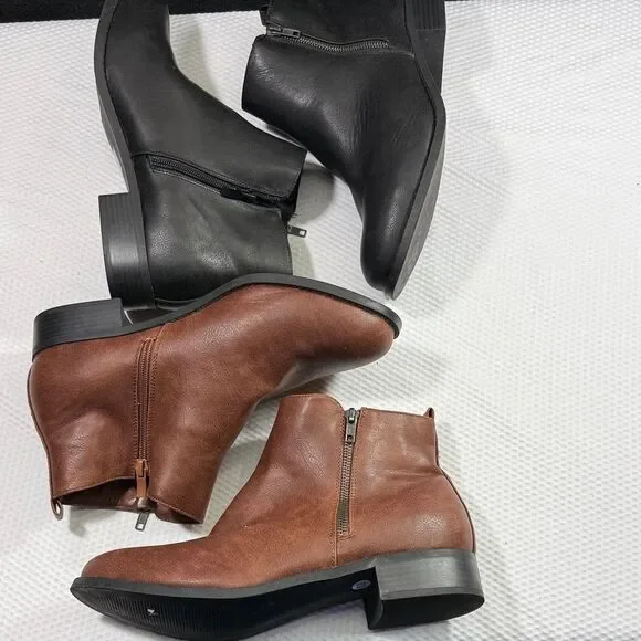 Women's Luoika Black and Brown Ankle Boots Bundle of 2 Pairs Sold Size 12 - Picture 3 of 10